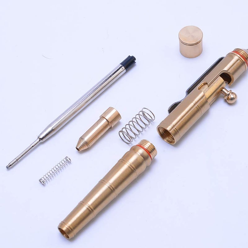 EKLOEN Bamboo Shaped Solid Brass Pen, Bolt Action EDC Pocket Signature Ballpoint Pen(Brass) - Image 2